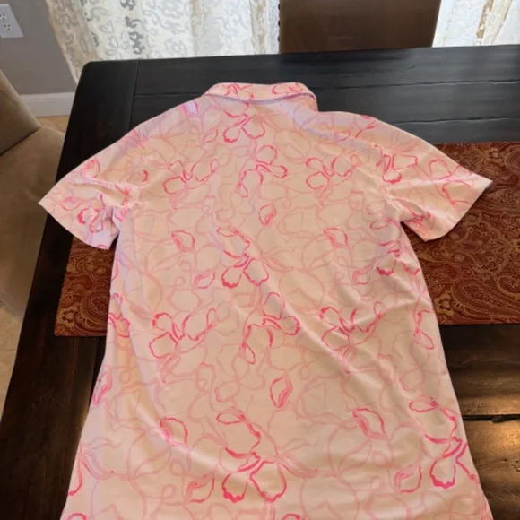 G/FORE Men's Medium BLUSH Watercolour Floral Tech Pique Golf Polo MSRP $120 - Picture 5 of 7